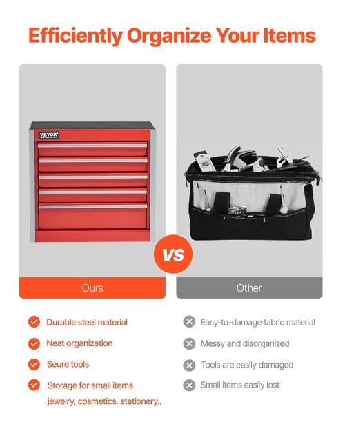 Metal Tool Box, 8.6-inch, Portable Metal Tool Box With 5 Drawers,
