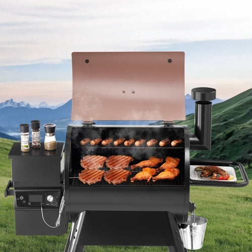 Wood Pellet Grill Smoker Outdoor Electric BBQ Grills 575 Sq.in Cook