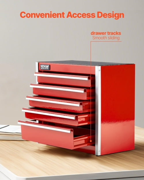 Metal Tool Box, 8.6-inch, Portable Metal Tool Box With 5 Drawers,