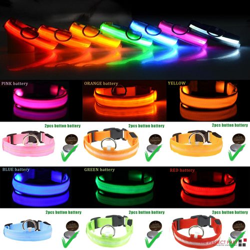 Collar LED Ajustable para Perros Luz Intermitente Brillante Seguridad para Mascotas