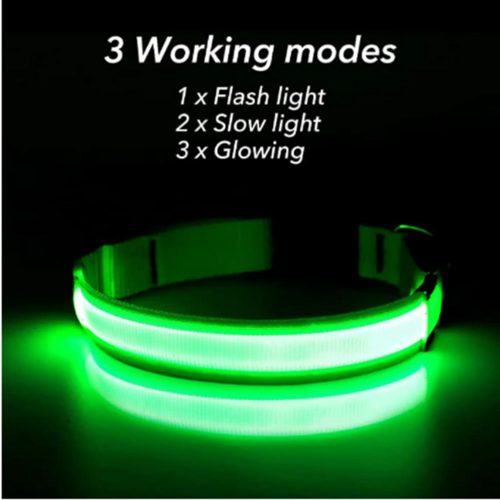 Collar LED Ajustable para Perros Luz Intermitente Brillante Seguridad para Mascotas