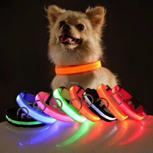 Collar LED Ajustable para Perros Luz Intermitente Brillante Seguridad para Mascotas