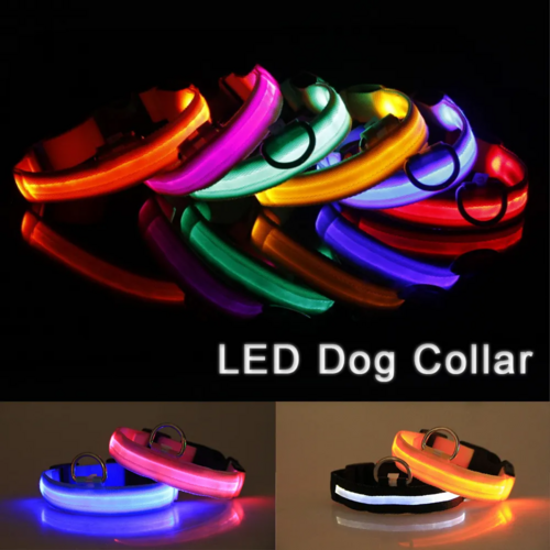 Collar LED Ajustable para Perros Luz Intermitente Brillante Seguridad para Mascotas