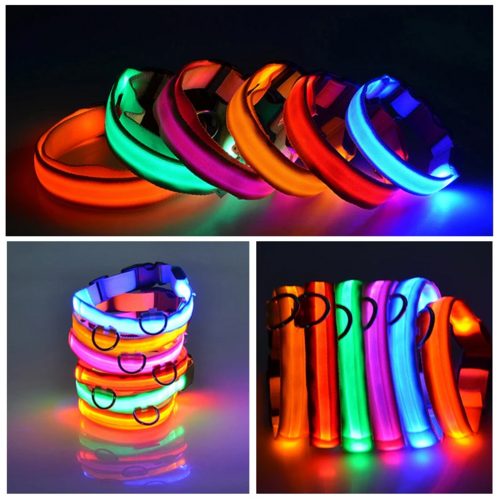 Collar LED Ajustable para Perros Luz Intermitente Brillante Seguridad para Mascotas