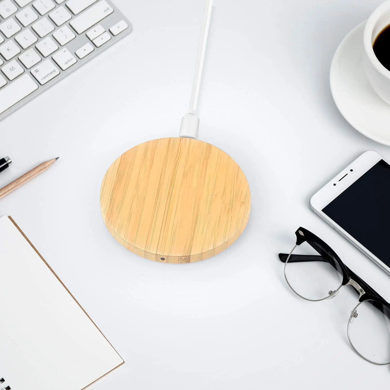 Bamboo Wireless Charger 15W 10W 5W Fast Wireless Charging Pad for iPhone 13 12 mini 11 Pro Max Samsung Galaxy AirPods Pro 2