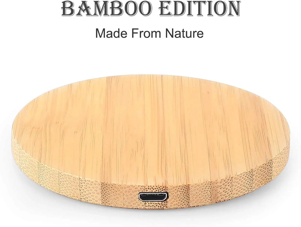 Bamboo Wireless Charger 15W 10W 5W Fast Wireless Charging Pad for iPhone 13 12 mini 11 Pro Max Samsung Galaxy AirPods Pro 2