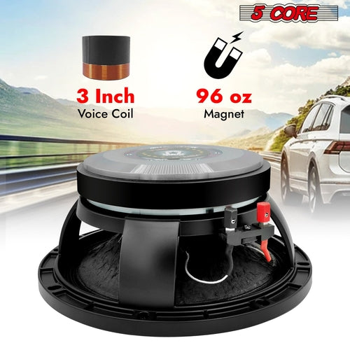 5 CORE 10 Inch Subwoofer Speaker 600W Max 4 Ohm Full Range Replacement