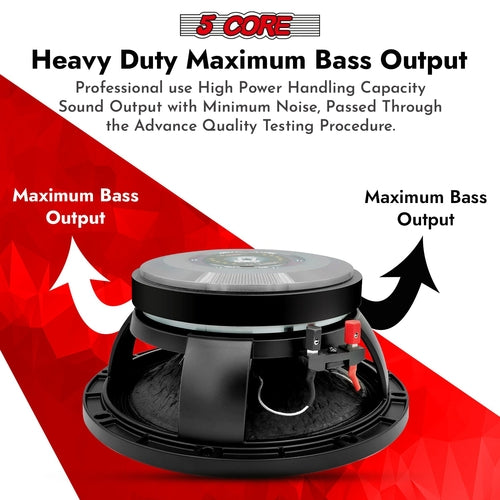 5 CORE 10 Inch Subwoofer Speaker 600W Max 4 Ohm Full Range Replacement