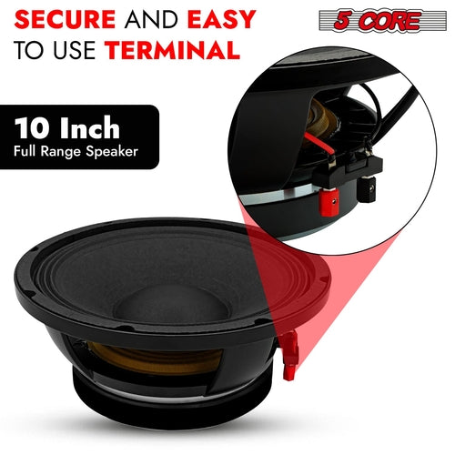 5 CORE 10 Inch Subwoofer Speaker 600W Max 4 Ohm Full Range Replacement