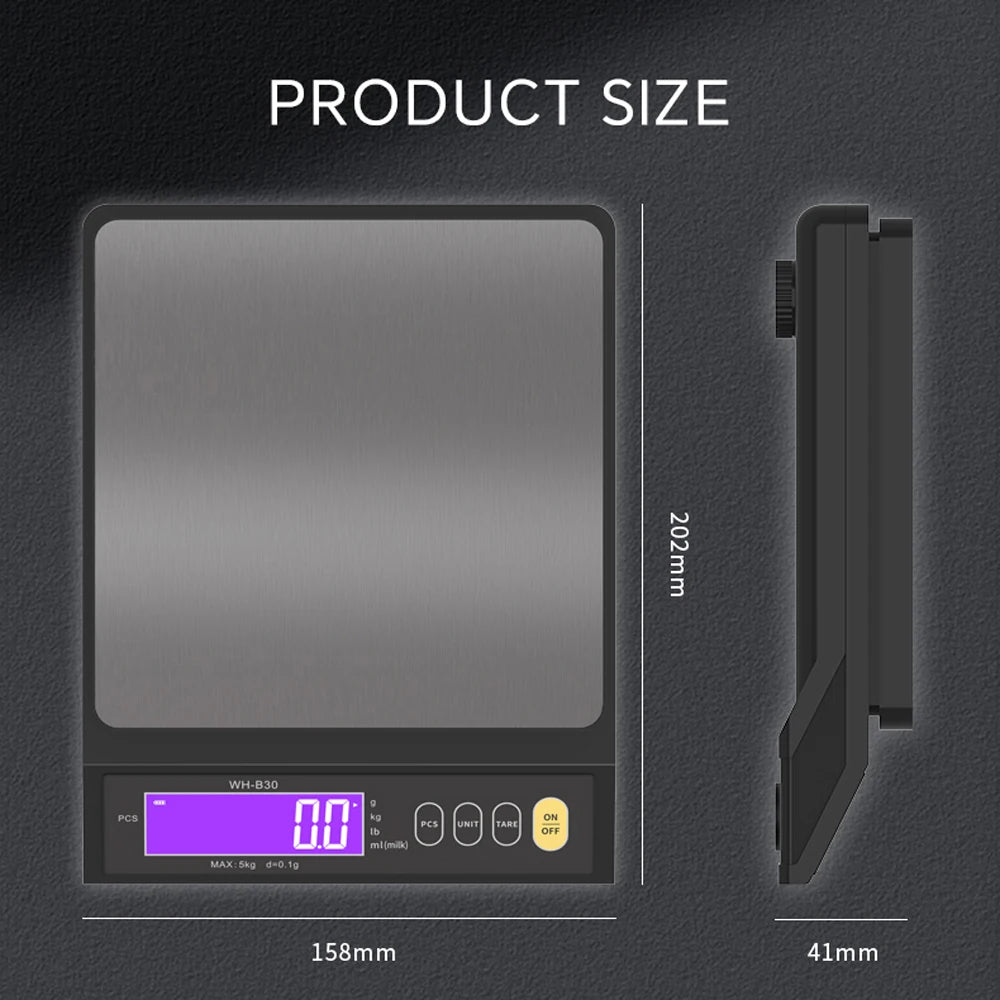 Rechargeable Digital Scale IP67 Waterproof High Accurate Kitchen Scale with Counting Tare Zeroing Auto Power Off Unit Conversion