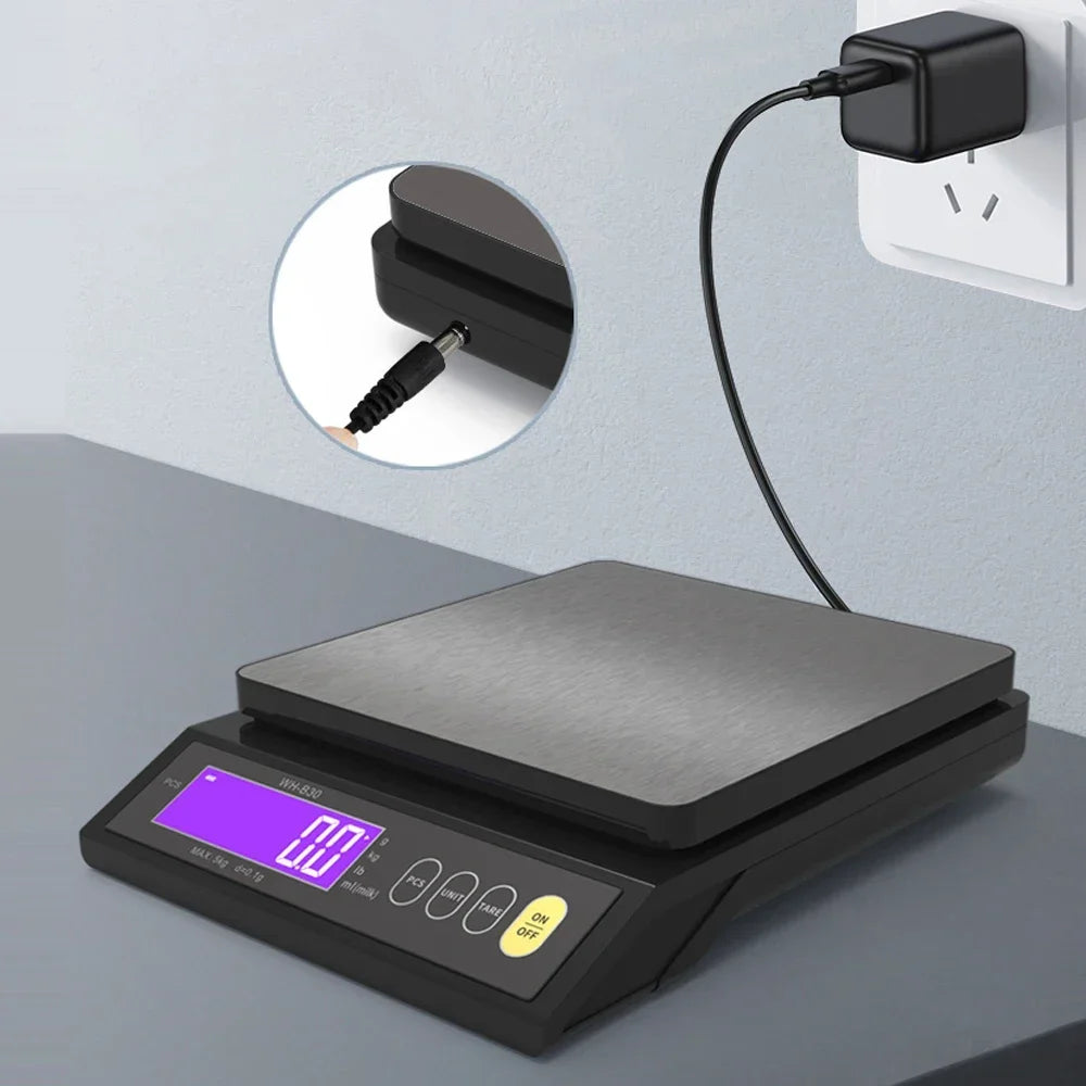5KG 10KG Digital Scale Rechargeable Electric Scale 0.1g 1g Kitchen Scale Counting Tare Zeroing Auto Power Off Unit Conversion