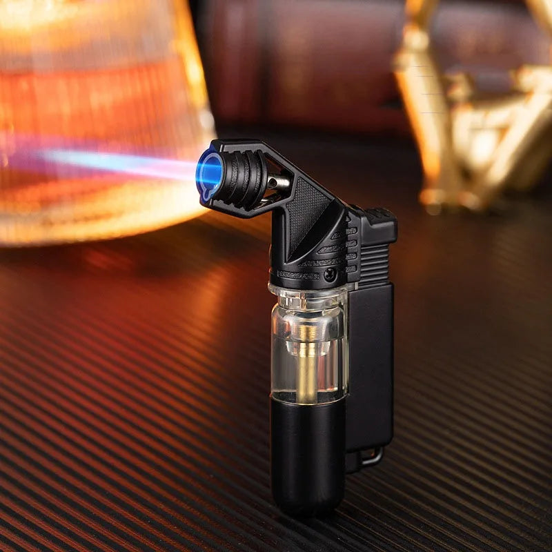 Metal Mini Butane Gas Lighter Visible Gas Window Jet Blue Flame Spray Gun Outdoor BBQ Kitchen Cigar Smoking Accessories Gadgets