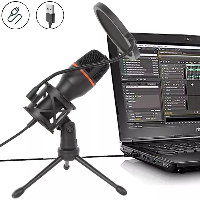 3.5MM/USB Condenser Microphone Wired For PC Computer Laptop Professional Gaming Accessories Streaming Sound  Podcast  Record