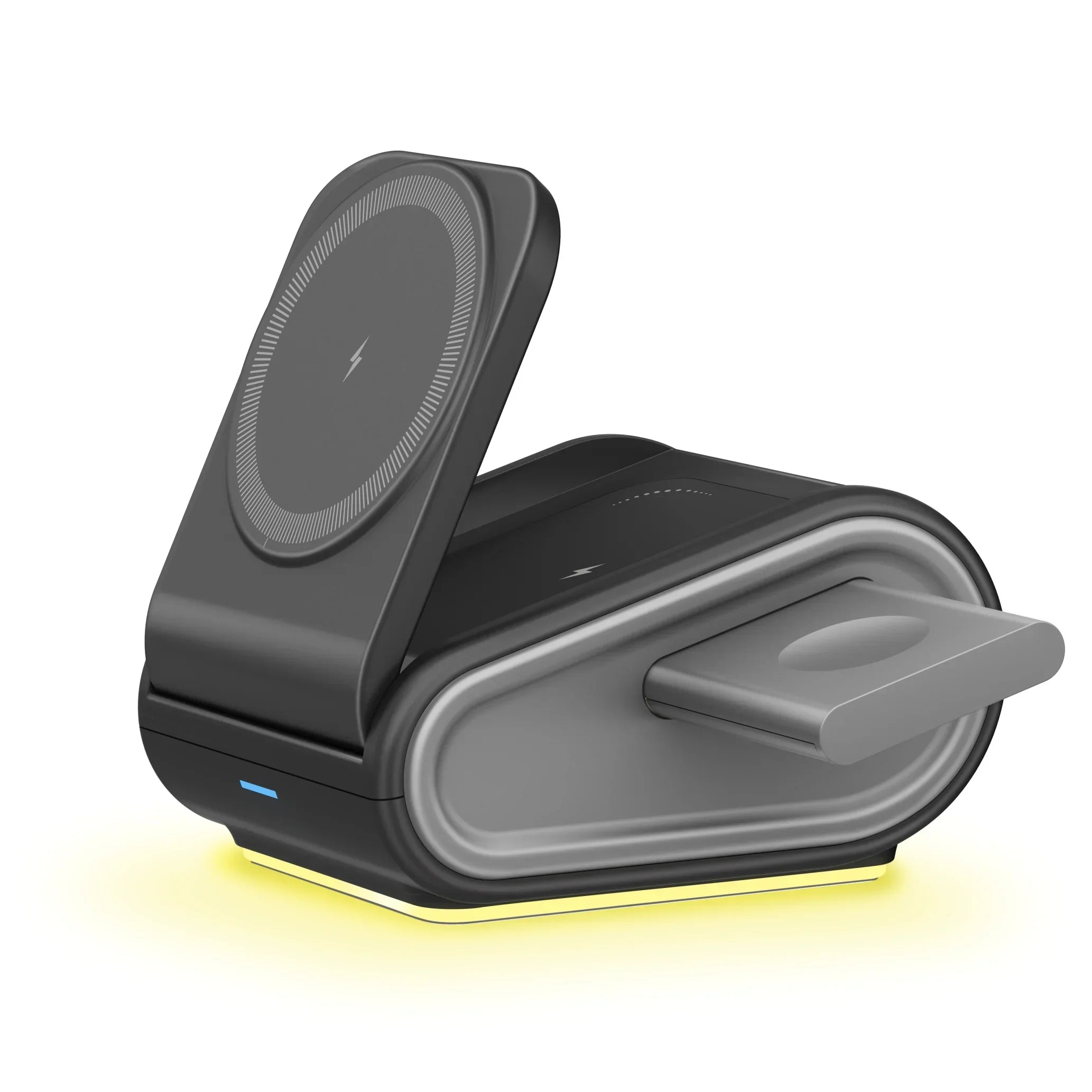 Foldable 4-in-1 Magnetic Wireless Charger Fast Charging Night Light Compatible with iPhone iWatch AirPods Multi-Device Charger