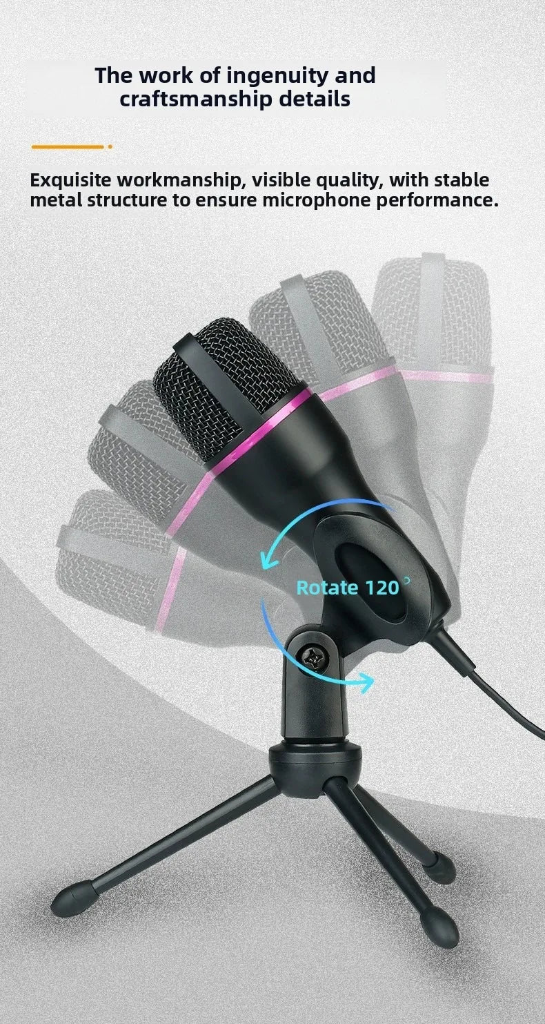 3.5MM/USB Condenser Microphone Wired For PC Computer Laptop Professional Gaming Accessories Streaming Sound  Podcast  Record