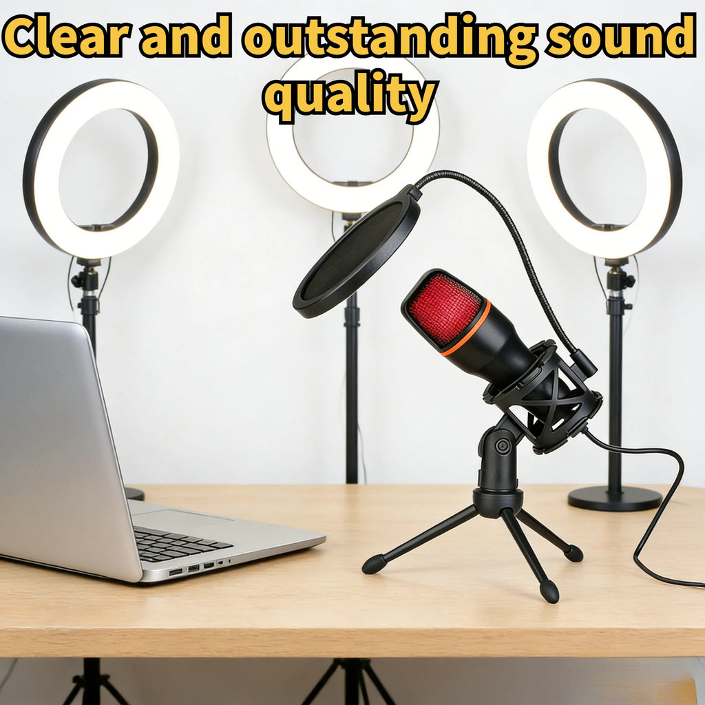 3.5MM/USB Condenser Microphone Wired For PC Computer Laptop Professional Gaming Accessories Streaming Sound  Podcast  Record