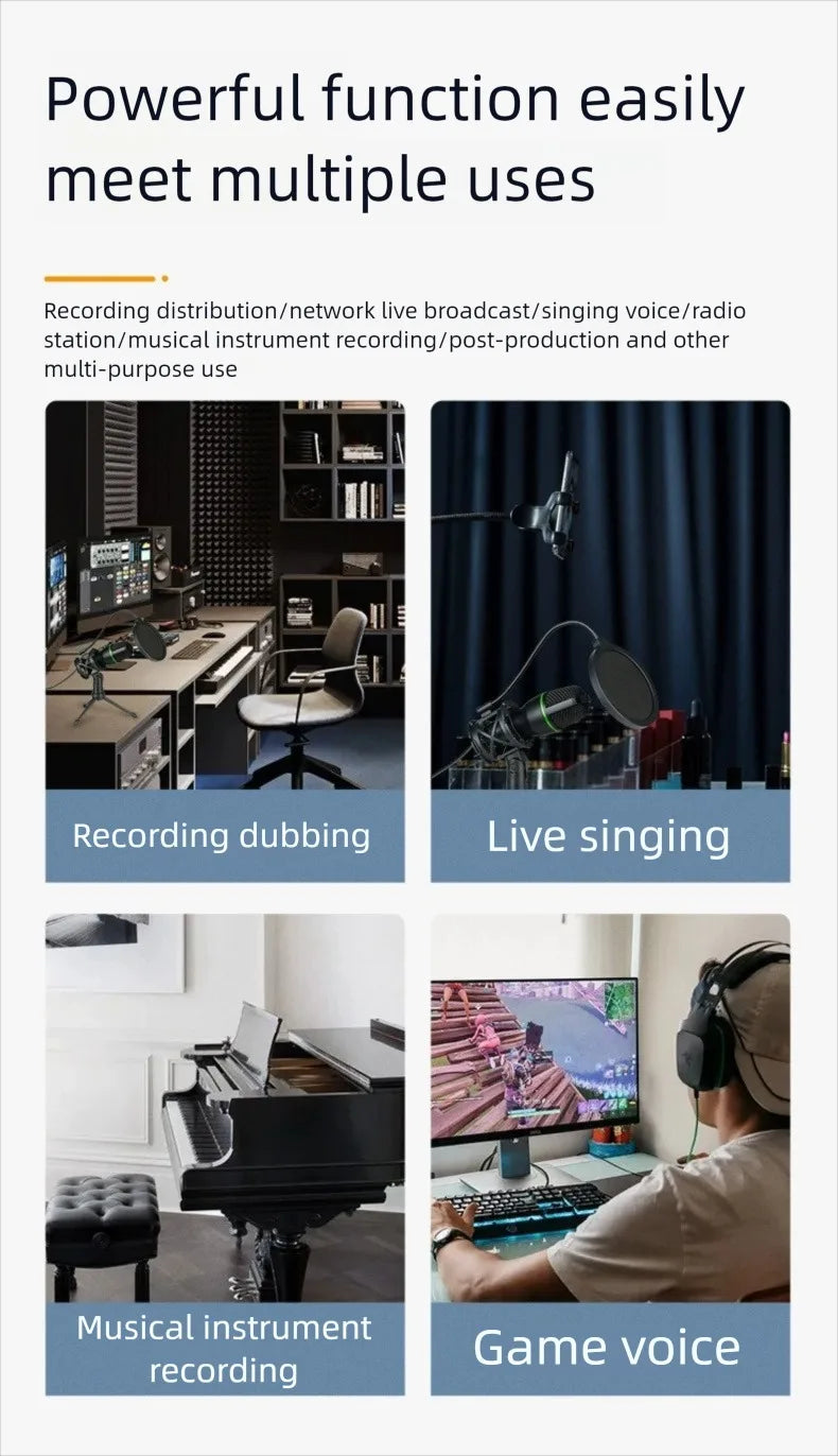 3.5MM/USB Condenser Microphone Wired For PC Computer Laptop Professional Gaming Accessories Streaming Sound  Podcast  Record