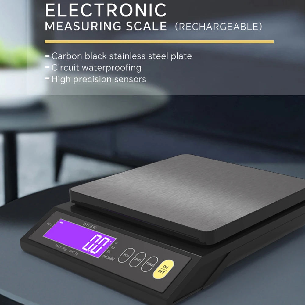 Rechargeable Digital Scale IP67 Waterproof High Accurate Kitchen Scale with Counting Tare Zeroing Auto Power Off Unit Conversion