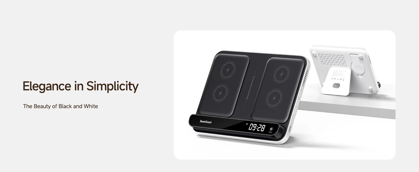 SwanScout 710G2 Dual Phone Charging Station for Pixel 9 Pro XL 8 7 Wireless Charger for Pixel Watch 3 2 Fitbit Versa 4 3 Sense 2