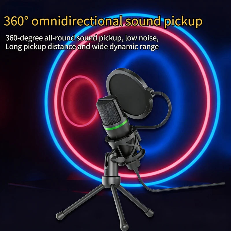 3.5MM/USB Condenser Microphone Wired For PC Computer Laptop Professional Gaming Accessories Streaming Sound  Podcast  Record