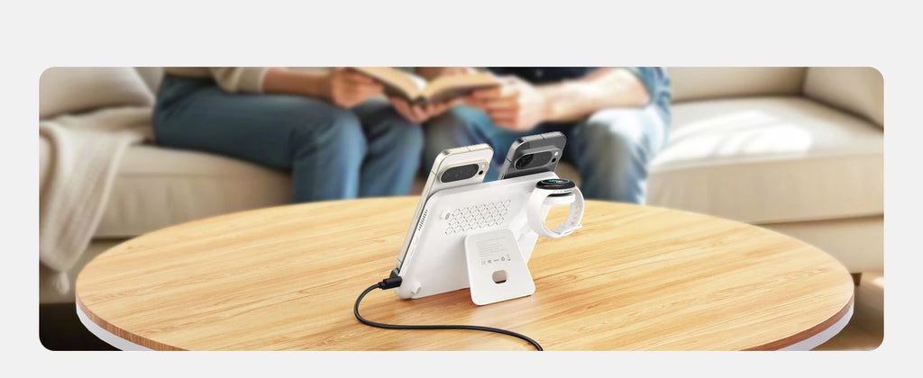 SwanScout 710G2 Dual Phone Charging Station for Pixel 9 Pro XL 8 7 Wireless Charger for Pixel Watch 3 2 Fitbit Versa 4 3 Sense 2