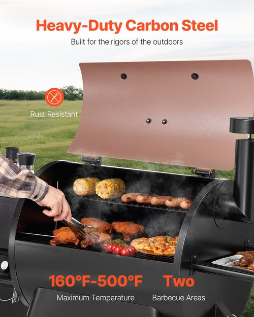 Wood Pellet Grill Smoker Outdoor Electric BBQ Grills 575 Sq.in Cook
