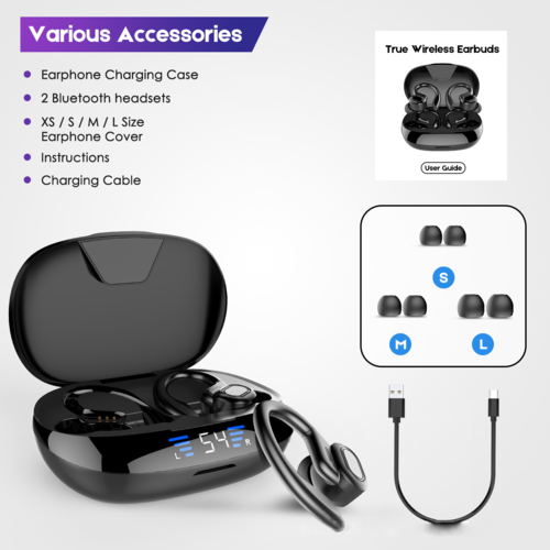 Auriculares deportivos TWS Bluetooth V5.0 con pantalla LED para iPhone Huawei