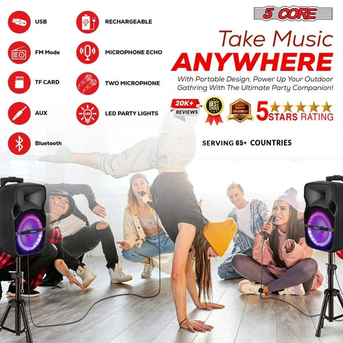 Altavoz de fiesta 5 Core Bluetooth 250W Grande Monster Recargable con Alimentación Propia