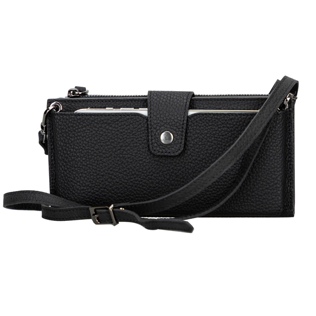 Billetera de cuero con correa para celular Kaycee para mujer