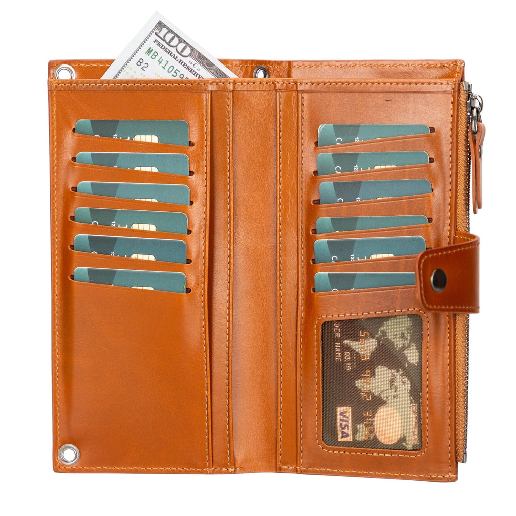 Billetera de cuero con correa para celular Kaycee para mujer