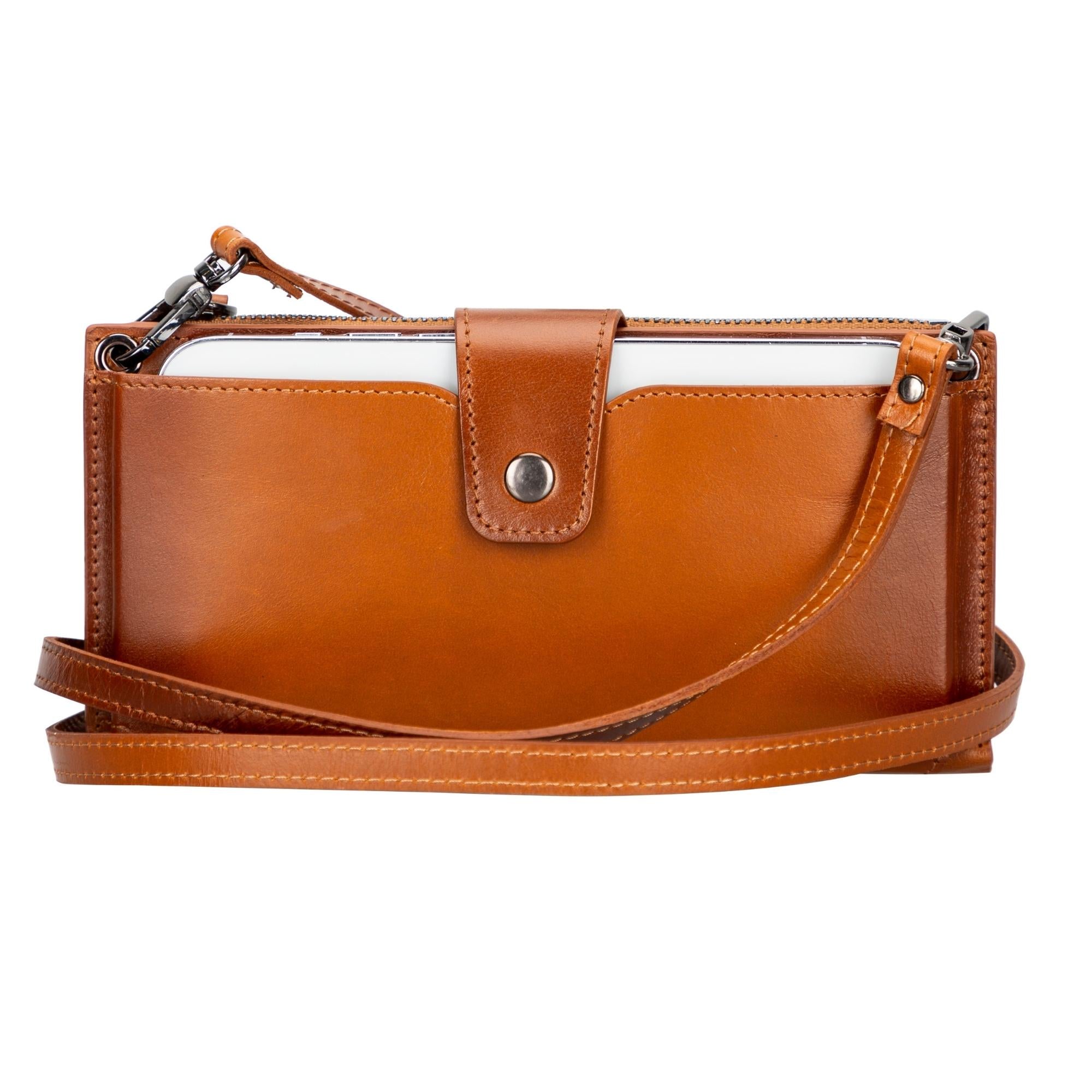 Billetera de cuero con correa para celular Kaycee para mujer