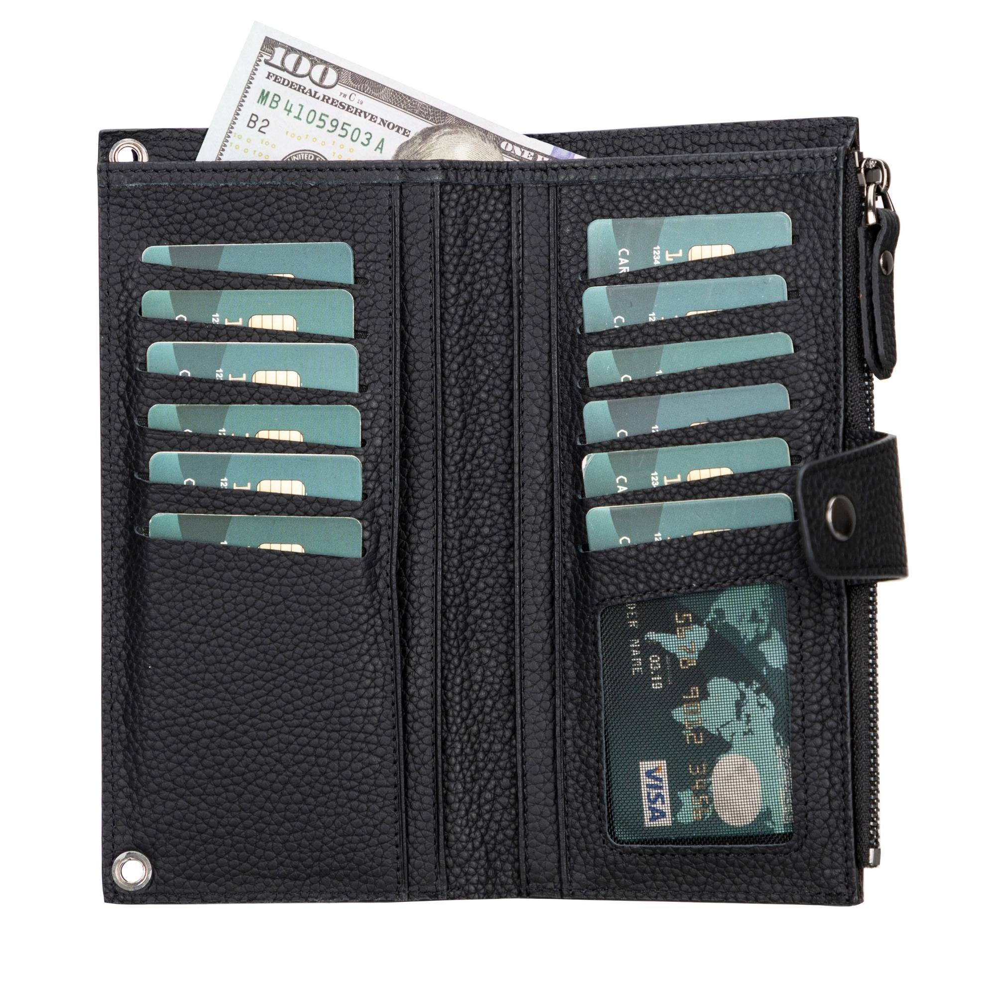Billetera de cuero con correa para celular Kaycee para mujer